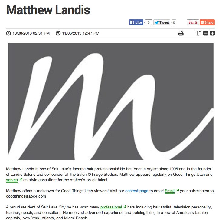 Matthew Landis – Official Hair Stylist of Good Things Utah